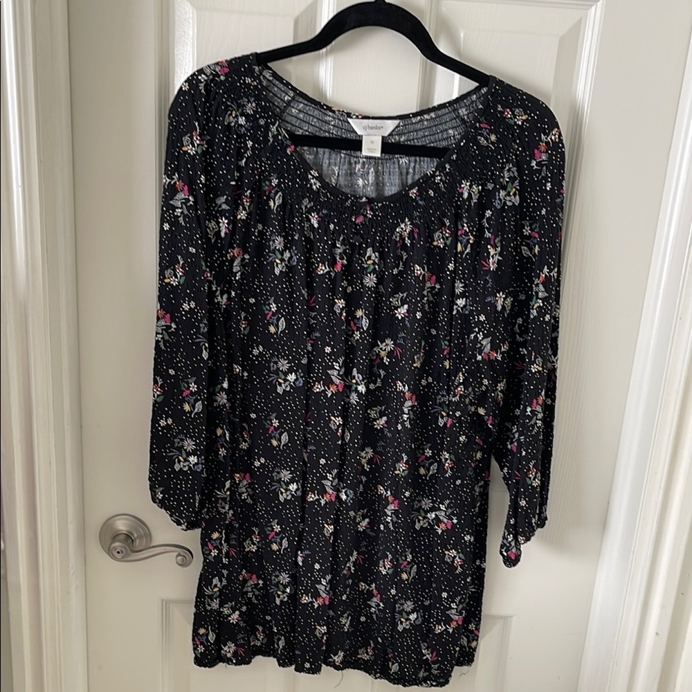 Floral Print Peasant Blouse